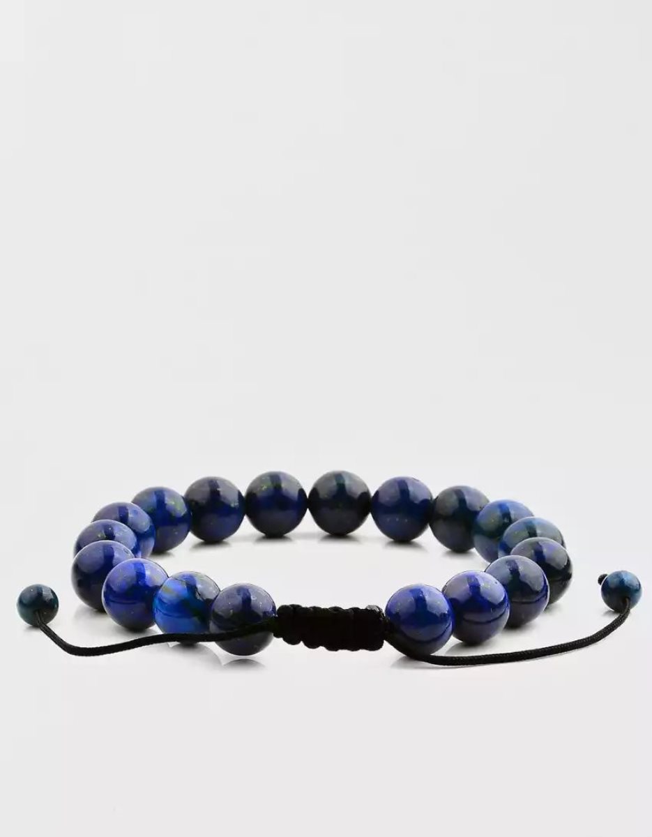 Bijoux American Eagle Natural Stone Beaded Bracelet Bleu Marine Homme | WJP-37834233